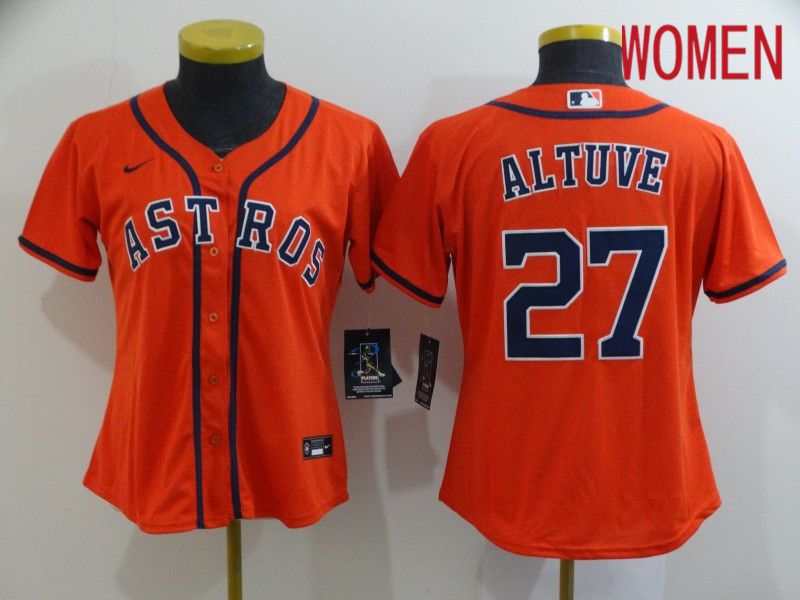 Women Houston Astros #27 Altuve Orange Nike Game MLB Jerseys
